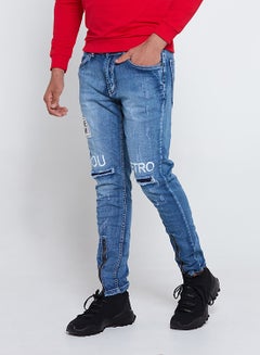 PETRO Skin Fit Bottom Zipper Fashion Stretchable Jeans Blue  - Image 5