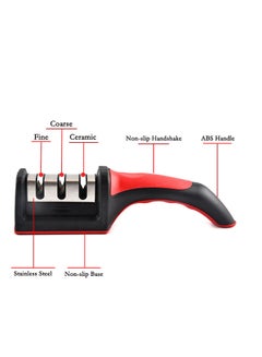 CYTHERIA 3 Stage Knife Sharpener Black/Red 21x5x5.7centimeter  - Image 2