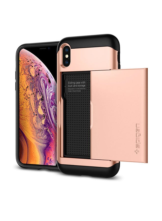 Spigen - Slim Armor CS Card Slot Wallet Case Cover For Apple iPhone XS Max Blush Gold - Image 1