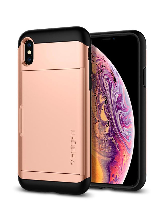 Spigen - Slim Armor CS Card Slot Wallet Case Cover For Apple iPhone XS Max Blush Gold - Image 1