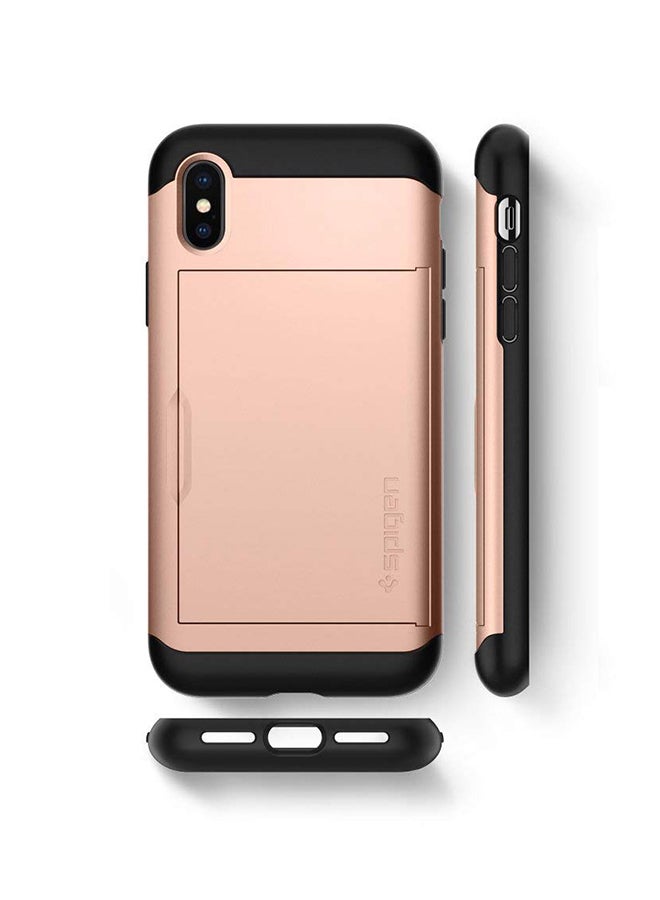 Spigen - Slim Armor CS Card Slot Wallet Case Cover For Apple iPhone XS Max Blush Gold - Image 1