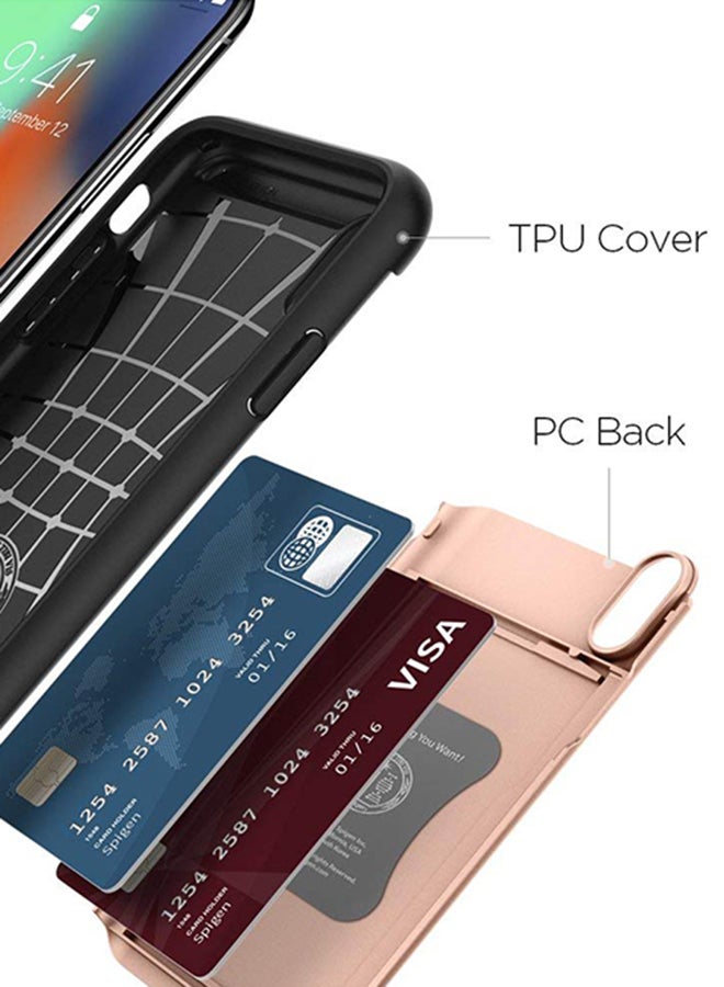 Spigen - Slim Armor CS Card Slot Wallet Case Cover For Apple iPhone XS Max Blush Gold - Image 1
