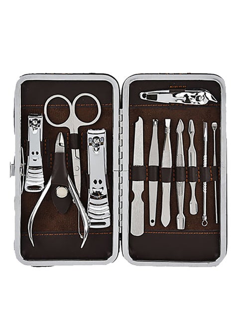 12-Piece Manicure And Pedicure Set With Case Silver