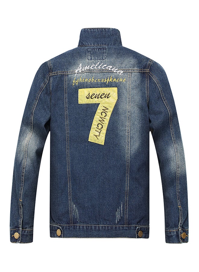 Sharpdo Collared Neck Long Sleeve Jacket Blue  - Image 2
