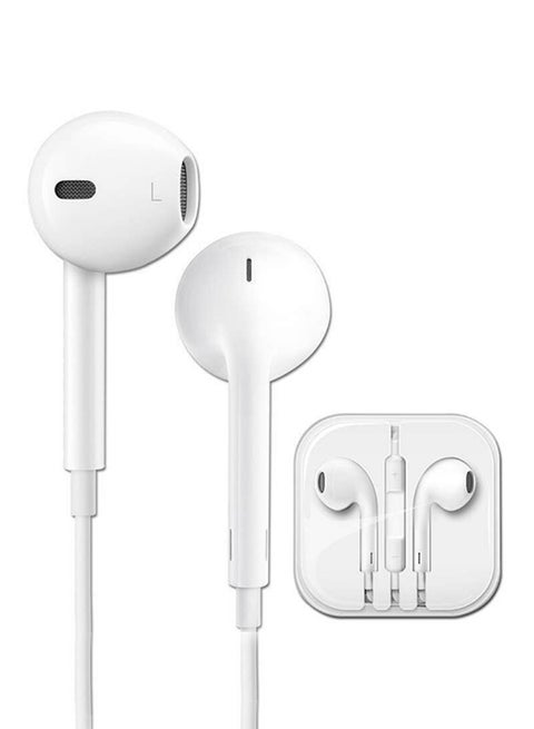 Wired In-Ear Earphones With Remote And Microphone White