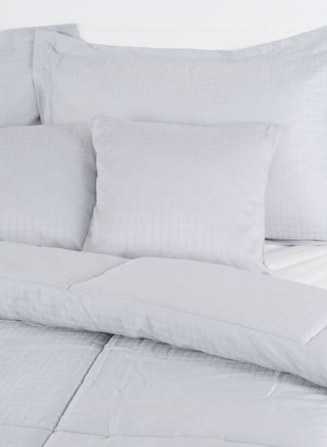 Home Box 5-Piece Chequered Comforter Set Cotton White King  - Image 2
