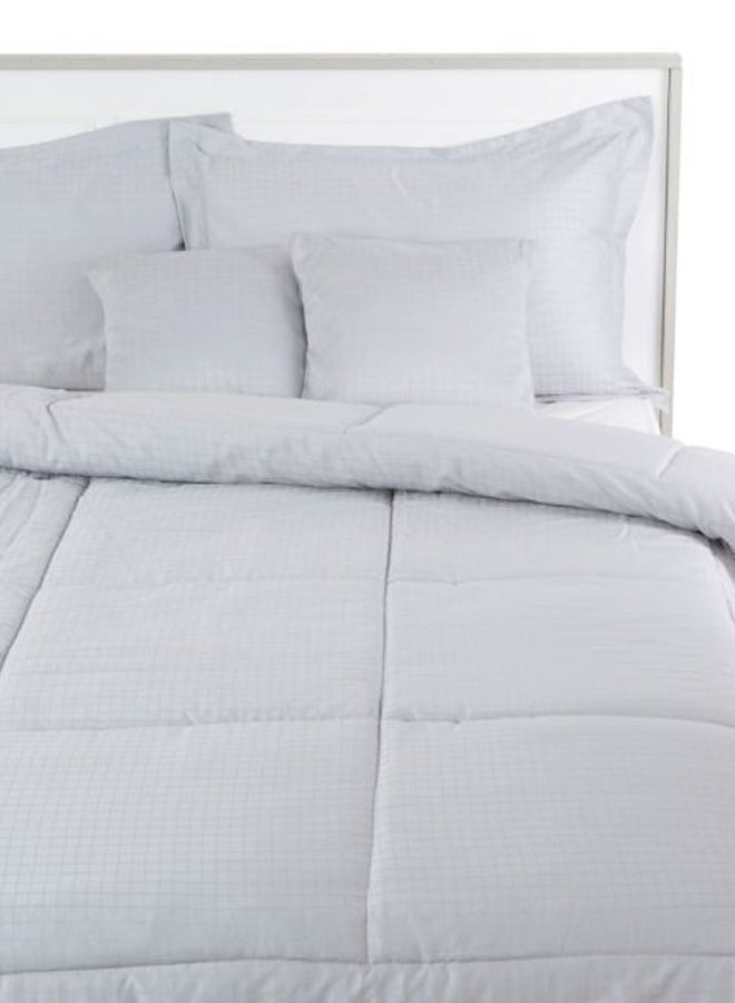 Home Box 5-Piece Chequered Comforter Set Cotton White King  - Image 1