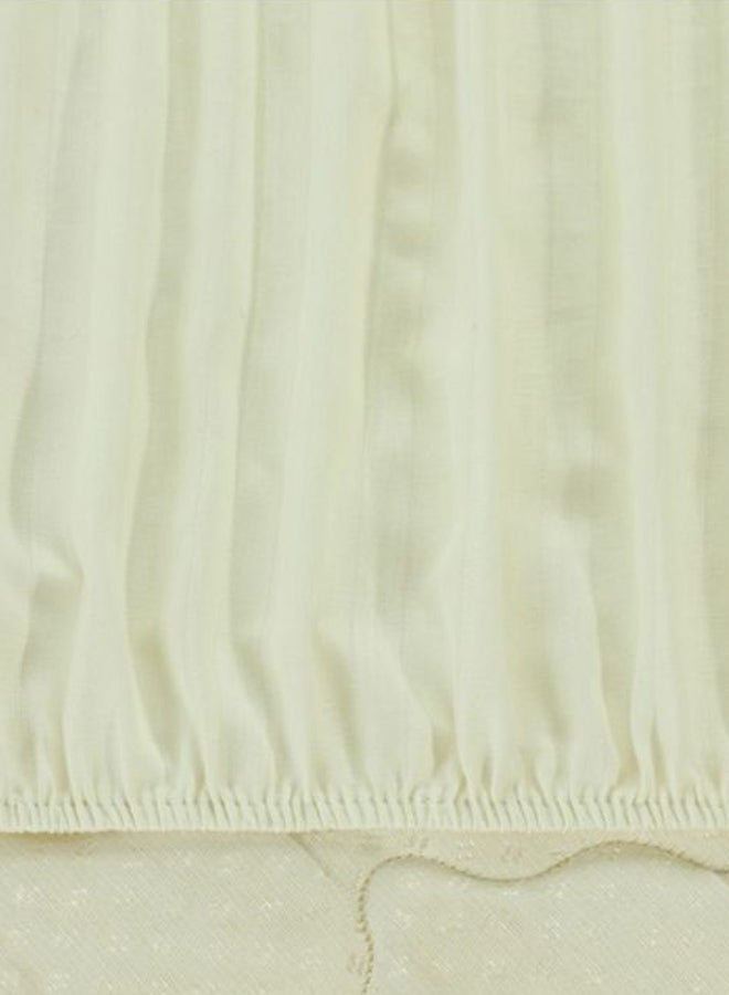 هوم بوكس ملاءة هاميلتون ضيقة من الساتان مخططة بمقاس مزدوج قطن كريمي 120x200+25سم - Image 2