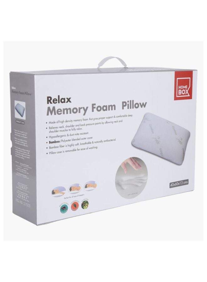 Home Box - Relax Memory Foam Bed Pillow Memory Foam White 40 x 60cm - Image 1