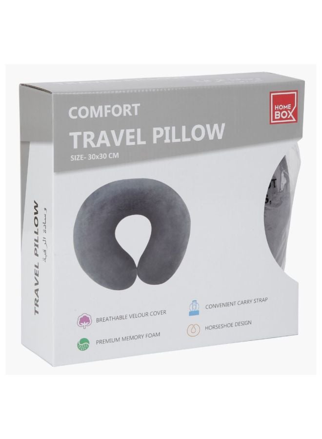 Home Box - Comfort Travel Neck Pillow Polyester Grey 30x9x30cm - Image 1