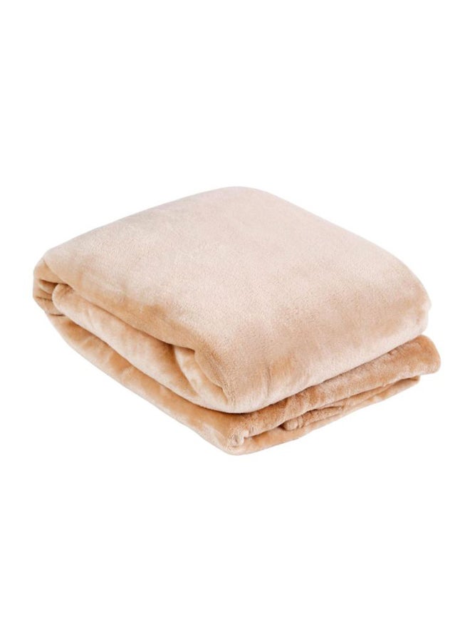 Home Box Lavish Mirco Flannel Bed Blanket Polyester Beige 240 x 220cm - Image 1