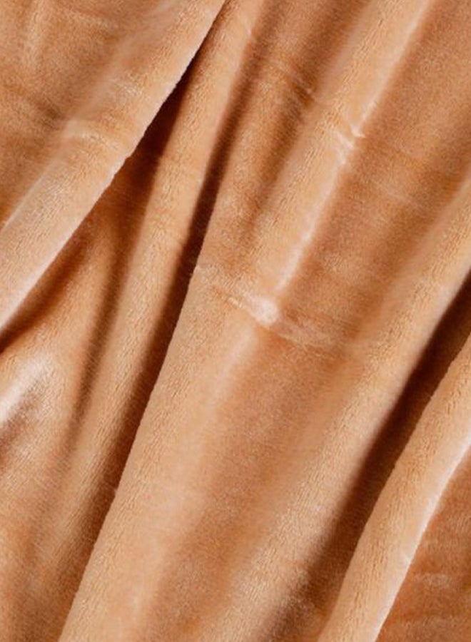 Home Box Lavish Mirco Flannel Bed Blanket Polyester Beige 240 x 220cm - Image 2