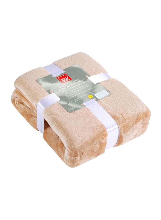 Home Box Lavish Mirco Flannel Bed Blanket Polyester Beige 240 x 220cm - Image 3