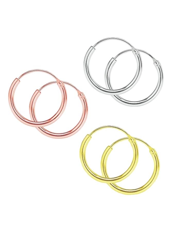 Silverline Jewelry Pair Of 3 925 Sterling Silver Gold Plated Hoop Earrings  - Image 1