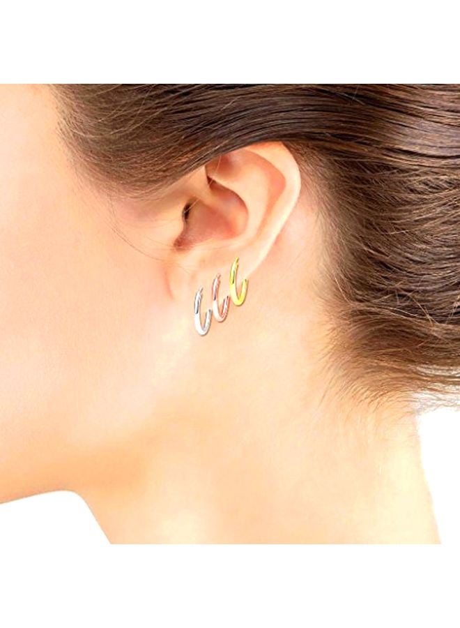 Silverline Jewelry Pair Of 3 925 Sterling Silver Gold Plated Hoop Earrings  - Image 2