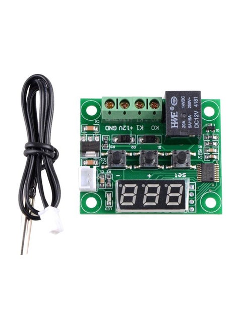 Digital Mini Thermostat Switch Green/Black 48x40mm