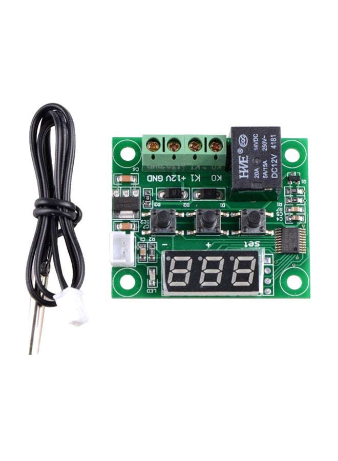 Generic Digital Mini Thermostat Switch Green/Black 48x40mm 