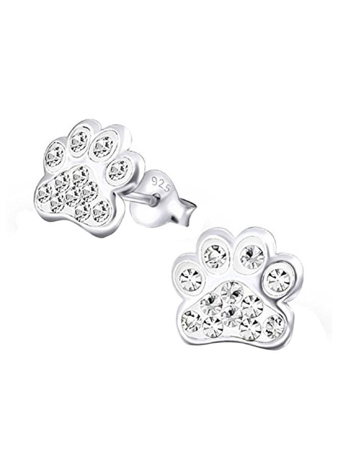 925 Sterling Silver Crystal Studded Paw Shaped Stud Earrings - v1548678975/N20177634A_1