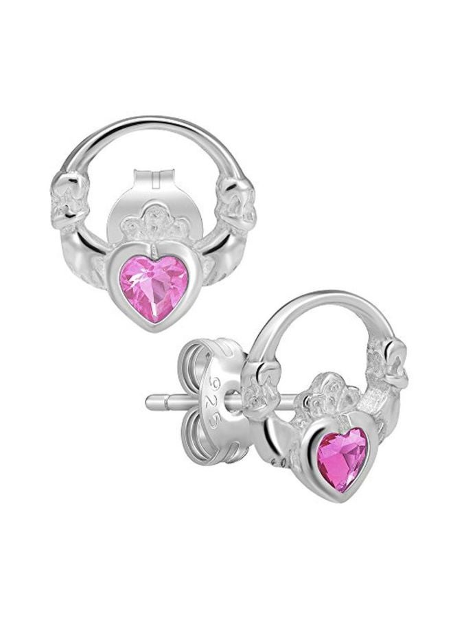 آيسروز أقراط بنمط كلادا من الفضة الإسترليني عيار 925 مرصعة بالزركونيا المكعبة - Image 1