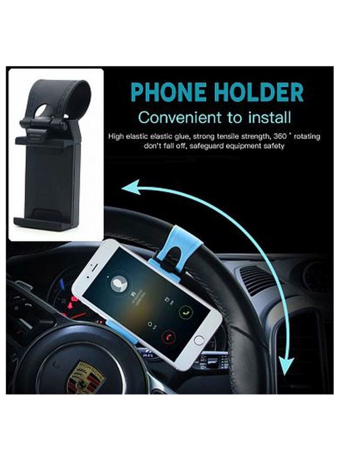 حامل للهاتف يثبت بعجلة قيادة السيارة أسود - Image 2