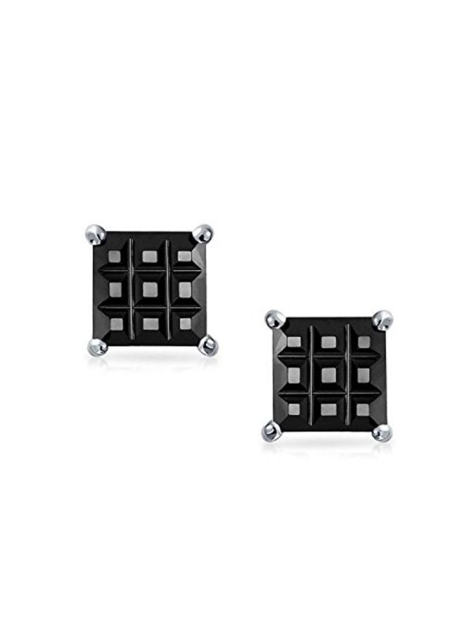 BLING JEWELRY Rhodium Plated 925 Sterling Silver Cubic Zirconia Studded Stud Earrings - Image 2