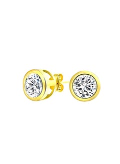 BLING JEWELRY 925 Sterling Silver Gold Plated Cubic Zirconia Studded Stud Earrings  - Image 1