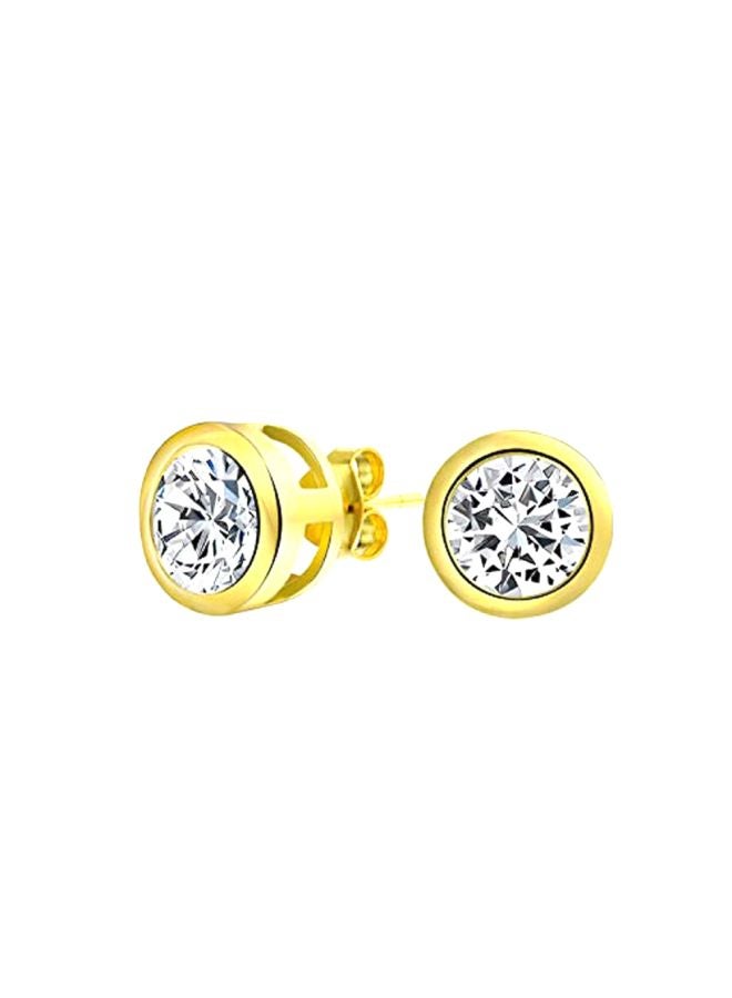 BLING JEWELRY 925 Sterling Silver Gold Plated Cubic Zirconia Studded Stud Earrings - Image 1