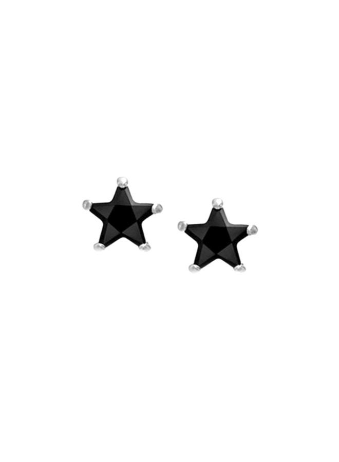 BLING JEWELRY - 925 Sterling Silver Cubic Zirconia Studded Star Shape Earrings - Image 1