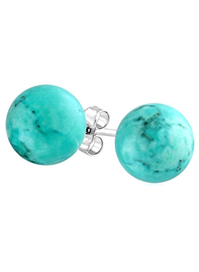 بلينج جولري زوج أقراط من الفضة الإسترليني عيار 925 مرصعة بالفيروز - Image 1