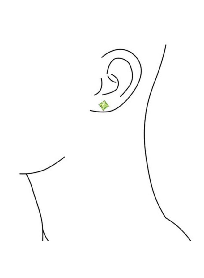 بلينج جولري أقراط كبس بتصميم برنسيس من الفضة الإسترليني عيار 925 مرصعة بأحجار الزبرجد النفيسة - Image 3