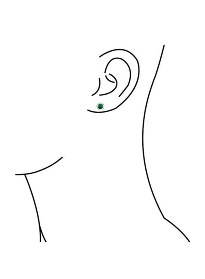 BLING JEWELRY 925 Sterling Silver Synthetic Malachite Studded Stud Earrings - Image 3