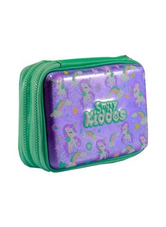 SMILY KIDDOS Fancy Double Compartment Pencil Case Purple/Green/Yellow  - Image 3