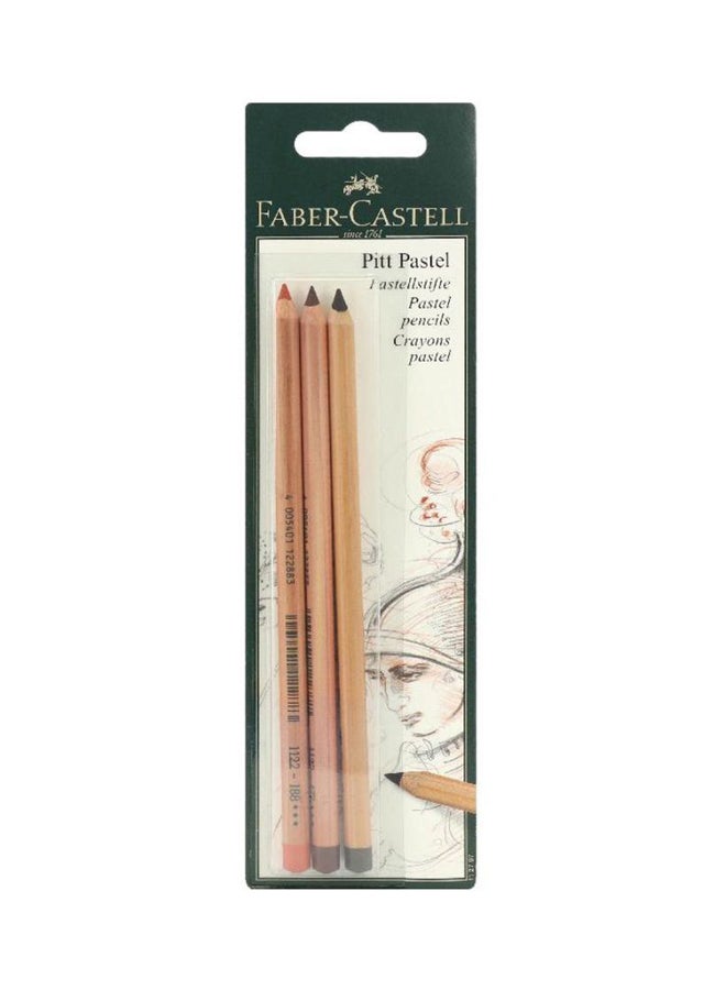 FABER-CASTELL - 3-Piece Pitt Pastel Grease Free Color Pencil Set Brown/Sanguine - Image 1
