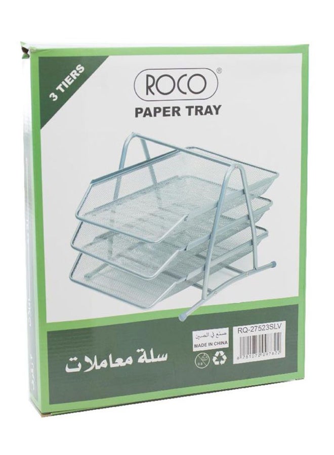 3-Tier Mesh Desk Paper Rack Silver