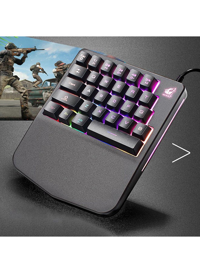 K11 Wired 28 Keys LED Backlit Single Hand Gaming Keyboard For PC