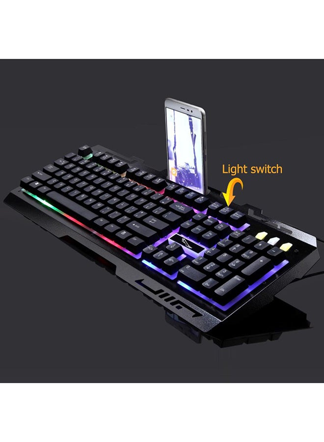Chase Light Leopard - G700 USB 104 Buttons LED Backlit Mechanical Feel Metal Keyboard Black - Image 1