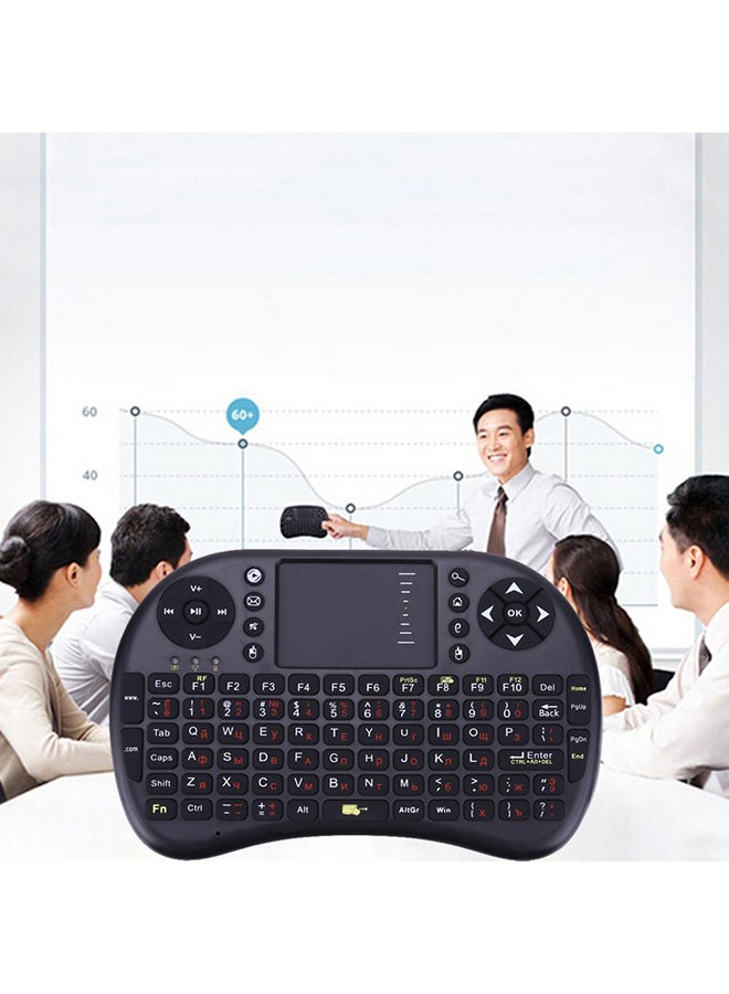 Generic - 2.4 Ghz Mini Wireless Russian Version Keyboard Mouse Touchpad For Smart TV Box Black - Image 1