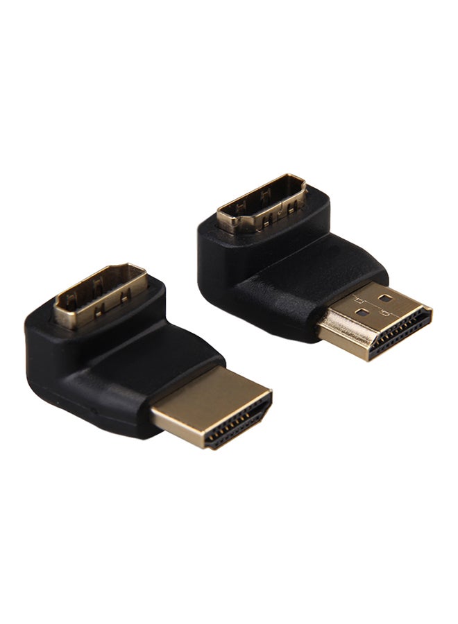 موصل ومحول بقابلية دوران بزاوية 90 درجة + 270 درجة HDMI ذكر إلى أنثى بزاوية يمنى أسود - Image 1