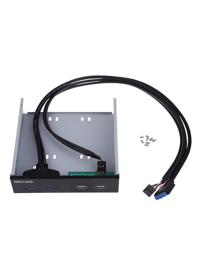 لوحة أمامية لصناديق مشغلات الأقراص بمنفذي USB 3.0 ومنفذي USB 2.0 قياس 5.25 بوصات أسود - Image 1