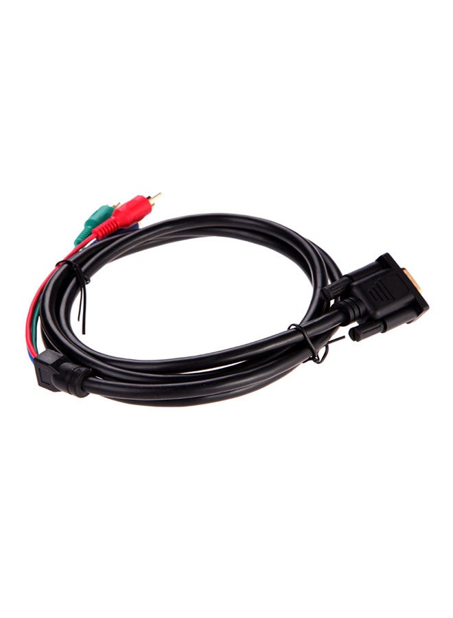 VGA To TV 3 RCA Component AV Adapter Cable For PC Laptop Black - Image 1