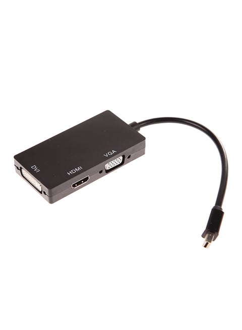 3-In-1 Mini Display Port Thunderbolt To DVI+VGA+HDMI Adapter For Apple MacBook Pro Black