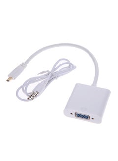 Generic 1080P Micro HDMI To VGA With Audio Video Converter Adapter Cable White  - Image 1