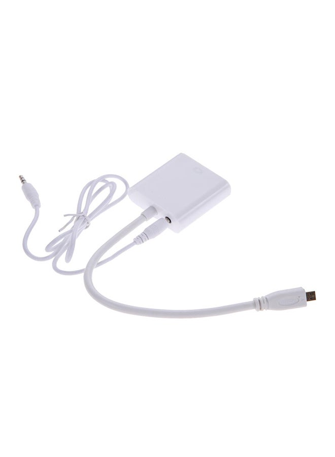 كابل محول من مايكرو HDMI 1080 بيكسل إلى VGA مع محول صوت وفيديو أبيض - Image 2