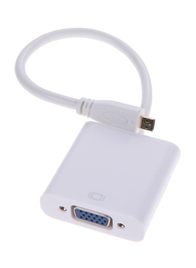 كابل محول من مايكرو HDMI 1080 بيكسل إلى VGA مع محول صوت وفيديو أبيض - Image 3