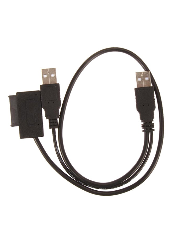 كابل محول من USB 2.0 إلى منفذ رفيع ب13 دبوس لمشغل ساتا وCD/DVD أسود - Image 1
