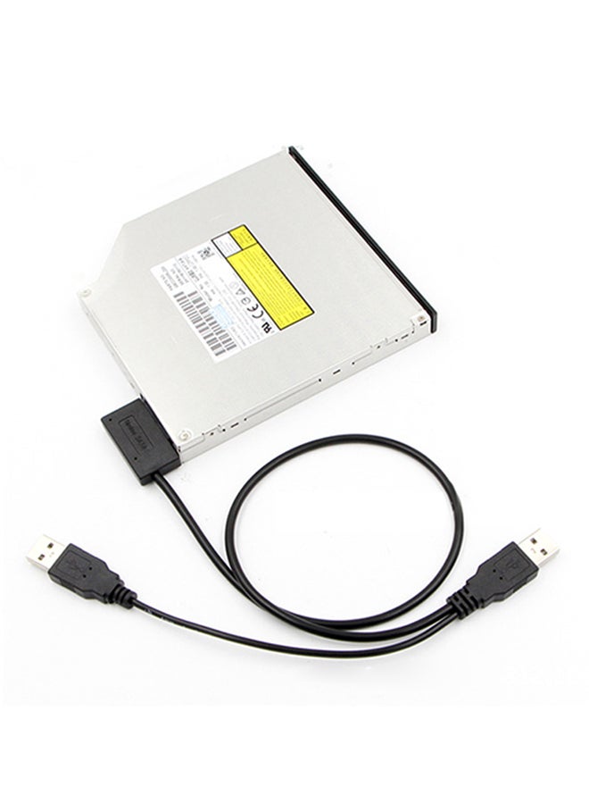 كابل محول من USB 2.0 إلى منفذ رفيع ب13 دبوس لمشغل ساتا وCD/DVD أسود - Image 2