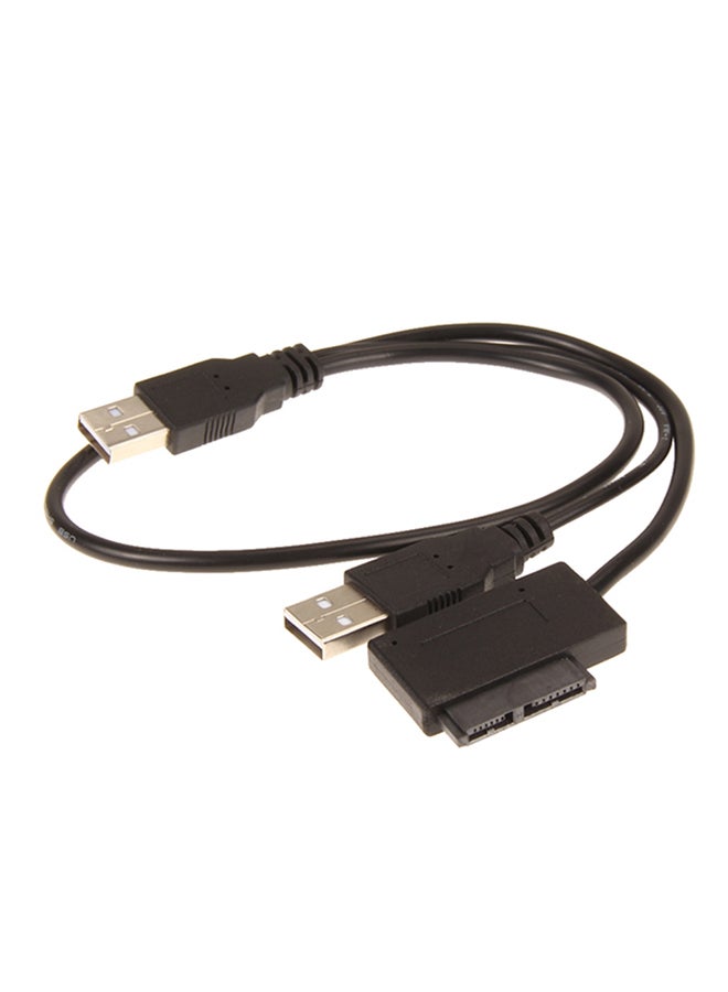 كابل محول من USB 2.0 إلى منفذ رفيع ب13 دبوس لمشغل ساتا وCD/DVD أسود - Image 3