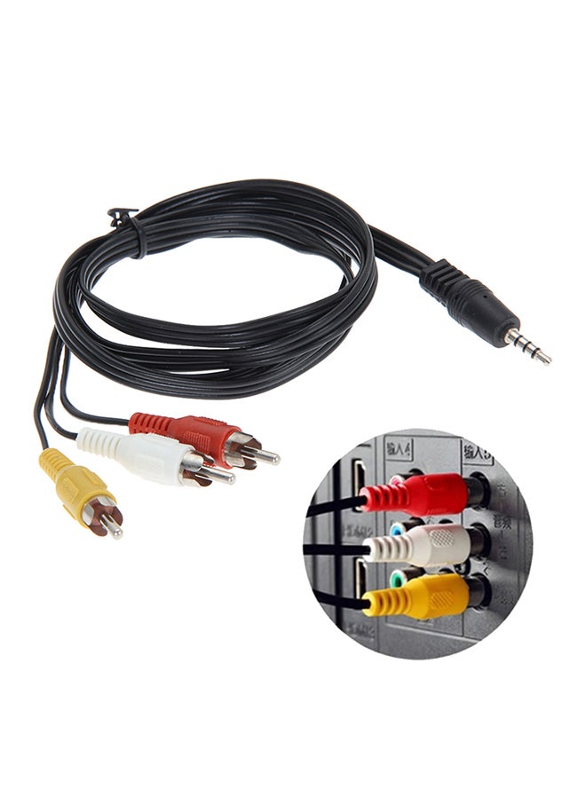 Generic - 3.5mm Jack To 3 RCA Adapter Cable Audio Video AV Converter Black - Image 1
