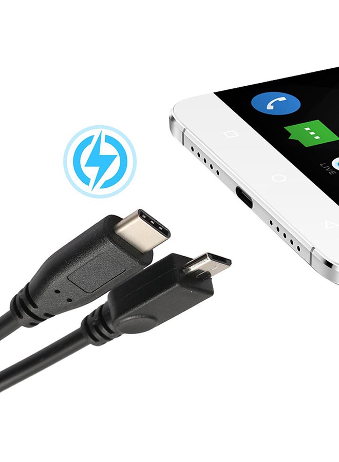 2-In-1 USB 2.0 A Male To USB 3.1 Type C Male And Micro USB 2.0 Male Cable Cord Black