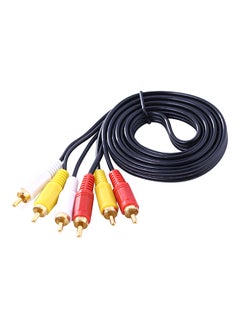 3 RCA Composite Male To Male Audio Video AV Cable For DVD TV Black